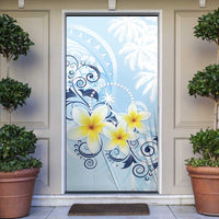 FSM Chuuk Constitution Day Door Cover Polynesian Curves Plumeria LT05 Blue - Polynesian Pride
