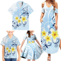 FSM Chuuk Constitution Day Family Matching Summer Maxi Dress and Hawaiian Shirt Polynesian Curves Plumeria - Polynesian Pride