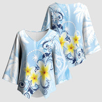 FSM Chuuk Constitution Day Kimono Sleeve Blouse Polynesian Curves Plumeria - Polynesian Pride