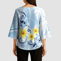 FSM Chuuk Constitution Day Kimono Sleeve Blouse Polynesian Curves Plumeria - Polynesian Pride