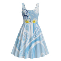 FSM Chuuk Constitution Day Midi Dress Polynesian Curves Plumeria - Polynesian Pride