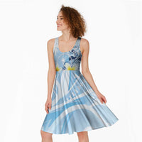 FSM Chuuk Constitution Day Midi Dress Polynesian Curves Plumeria - Polynesian Pride