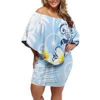 FSM Chuuk Constitution Day Off Shoulder Short Dress Polynesian Curves Plumeria - Polynesian Pride