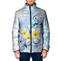 FSM Chuuk Constitution Day Padded Jacket Polynesian Curves Plumeria - Polynesian Pride