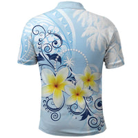 FSM Chuuk Constitution Day Polo Shirt Polynesian Curves Plumeria - Polynesian Pride