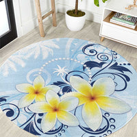 FSM Chuuk Constitution Day Round Carpet Polynesian Curves Plumeria - Polynesian Pride