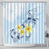 FSM Chuuk Constitution Day Shower Curtain Polynesian Curves Plumeria - Polynesian Pride