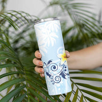 FSM Chuuk Constitution Day Skinny Tumbler Polynesian Curves Plumeria - Polynesian Pride