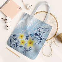 FSM Chuuk Constitution Day Tote Bag Polynesian Curves Plumeria LT05 White Strap One Size Blue - Polynesian Pride