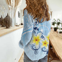 FSM Chuuk Constitution Day Women Casual Shirt Polynesian Curves Plumeria - Polynesian Pride