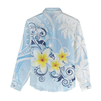 FSM Chuuk Constitution Day Women Casual Shirt Polynesian Curves Plumeria - Polynesian Pride
