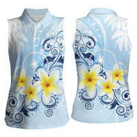 FSM Chuuk Constitution Day Women Sleeveless Polo Shirt Polynesian Curves Plumeria - Polynesian Pride