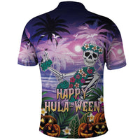 Happy Hulaween Polo Shirt Mahaloween Skeleton Dancing LT05 - Polynesian Pride
