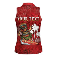 Personalised Aloha Halloween Women Sleeveless Polo Shirt Skeleton Surfing LT05 - Polynesian Pride