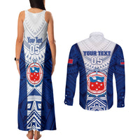 Custom Samoa Rugby Couples Matching Tank Maxi Dress and Long Sleeve Button Shirt 2023 Pacific Championships Polynesian Pattern LT05 - Polynesian Pride