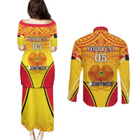 Custom Papua New Guinea Rugby Couples Matching Puletasi Dress and Long Sleeve Button Shirt 2023 Pacific Championships The Kumuls LT05 - Polynesian Pride