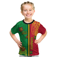Personalised Vanuatu Happy Unity Day Kid T Shirt Polynesian Plumeria LT05 Red - Polynesian Pride