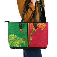 Vanuatu Happy Unity Day Leather Tote Bag Polynesian Plumeria LT05 - Polynesian Pride