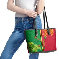 Vanuatu Happy Unity Day Leather Tote Bag Polynesian Plumeria LT05 - Polynesian Pride