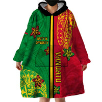 Personalised Vanuatu Happy Unity Day Wearable Blanket Hoodie Polynesian Plumeria LT05 - Polynesian Pride