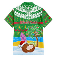 Personalised Cook Islands Christmas Family Matching Long Sleeve Bodycon Dress and Hawaiian Shirt Coconut Santa Beach Style LT05 - Polynesian Pride