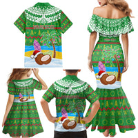 Personalised Cook Islands Christmas Family Matching Mermaid Dress and Hawaiian Shirt Coconut Santa Beach Style LT05 - Polynesian Pride
