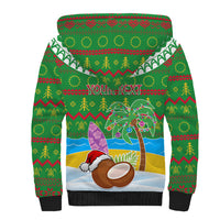 Personalised Cook Islands Christmas Sherpa Hoodie Coconut Santa Beach Style LT05 - Polynesian Pride