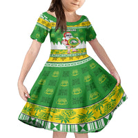 Custom Hawaii Kaimuki High School Christmas Family Matching Puletasi Dress and Hawaiian Shirt Tropical Santa Claus LT05 Daughter's Dress Green - Polynesian Pride