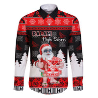 Custom Hawaii Kalani High School Christmas Family Matching Off Shoulder Maxi Dress and Hawaiian Shirt Tropical Santa Claus LT05 Dad's Shirt - Long Sleeve Red - Polynesian Pride