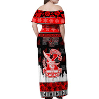 Custom Hawaii Kalani High School Christmas Family Matching Off Shoulder Maxi Dress and Hawaiian Shirt Tropical Santa Claus LT05 - Polynesian Pride