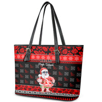 Custom Hawaii Kalani High School Christmas Leather Tote Bag Tropical Santa Claus LT05 - Polynesian Pride