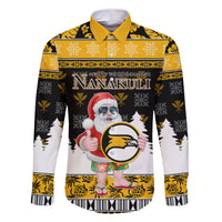 Custom Hawaii Nanakuli High and Intermediate School Christmas Family Matching Tank Maxi Dress and Hawaiian Shirt Tropical Santa Claus LT05 Dad's Shirt - Long Sleeve Yellow - Polynesian Pride