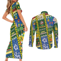 Solomon Islands Christmas Couples Matching Short Sleeve Bodycon Dress and Long Sleeve Button Shirt Festive Beach Vibes - Polynesian Pride
