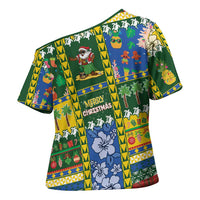 Solomon Islands Christmas Cross Shoulder Shirt Festive Beach Vibes - Polynesian Pride