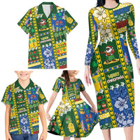 Solomon Islands Christmas Family Matching Long Sleeve Bodycon Dress and Hawaiian Shirt Festive Beach Vibes - Polynesian Pride