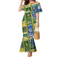Solomon Islands Christmas Family Matching Mermaid Dress and Hawaiian Shirt Festive Beach Vibes - Polynesian Pride