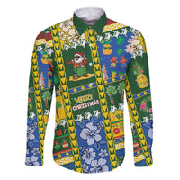 Solomon Islands Christmas Family Matching Off The Shoulder Long Sleeve Dress and Hawaiian Shirt Festive Beach Vibes - Polynesian Pride