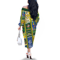 Solomon Islands Christmas Family Matching Off The Shoulder Long Sleeve Dress and Hawaiian Shirt Festive Beach Vibes - Polynesian Pride