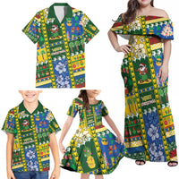 Solomon Islands Christmas Family Matching Off Shoulder Maxi Dress and Hawaiian Shirt Festive Beach Vibes - Polynesian Pride