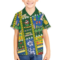 Solomon Islands Christmas Family Matching Off Shoulder Short Dress and Hawaiian Shirt Festive Beach Vibes - Polynesian Pride