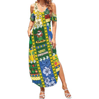 Solomon Islands Christmas Family Matching Summer Maxi Dress and Hawaiian Shirt Festive Beach Vibes - Polynesian Pride