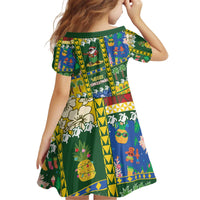 Solomon Islands Christmas Kid Short Sleeve Dress Festive Beach Vibes - Polynesian Pride