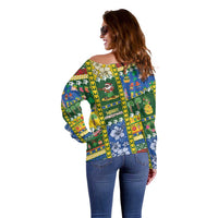 Solomon Islands Christmas Off Shoulder Sweater Festive Beach Vibes - Polynesian Pride