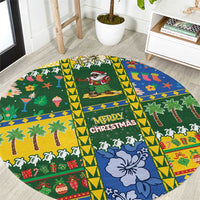 Solomon Islands Christmas Round Carpet Festive Beach Vibes - Polynesian Pride
