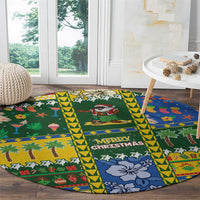 Solomon Islands Christmas Round Carpet Festive Beach Vibes - Polynesian Pride