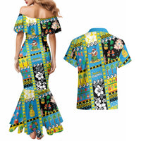 Tuvalu Christmas Couples Matching Mermaid Dress and Hawaiian Shirt Festive Beach Vibes - Polynesian Pride
