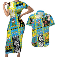 Tuvalu Christmas Couples Matching Short Sleeve Bodycon Dress and Hawaiian Shirt Festive Beach Vibes - Polynesian Pride