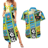 Tuvalu Christmas Couples Matching Summer Maxi Dress and Hawaiian Shirt Festive Beach Vibes LT05 Blue - Polynesian Pride