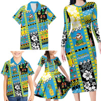 Tuvalu Christmas Family Matching Long Sleeve Bodycon Dress and Hawaiian Shirt Festive Beach Vibes - Polynesian Pride