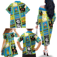 Tuvalu Christmas Family Matching Off The Shoulder Long Sleeve Dress and Hawaiian Shirt Festive Beach Vibes - Polynesian Pride
